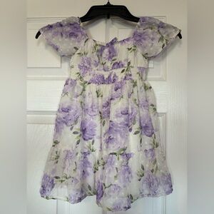 The Children's Place Lavender Floral Flutter-Sleeve Dress